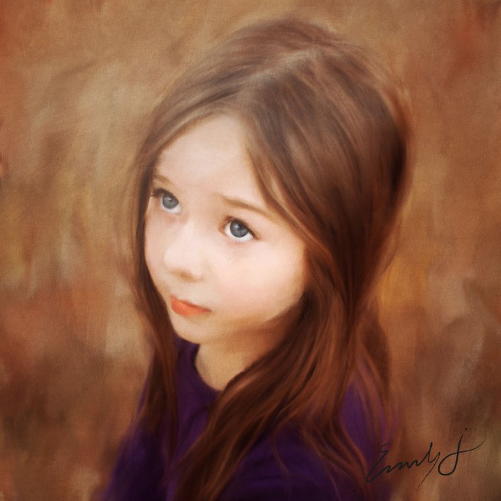 This is a photo I took of my daughter. Those beautiful eyes were just begging for a traditional oil painting style. 